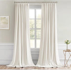 MIULEE Ivory Back Tab Blackout Curtains 52x120 Inch Long 2 Panels Set | Rod - Image 9