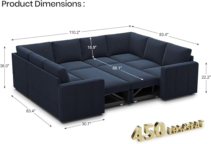 Belffin Modular Sectional Sleeper Sofa Bed - Image 2