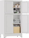 YAUWOH White Bathroom Floor Cabinet, Metal Storage Cabinet by YAUWOHFactoryOutletsColorfulMetalFurniture