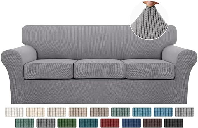 Turquoize 4 Piece Sofa Covers for 3 Cushion Couch Sofa Slipcover Soft Couch by Turquoize