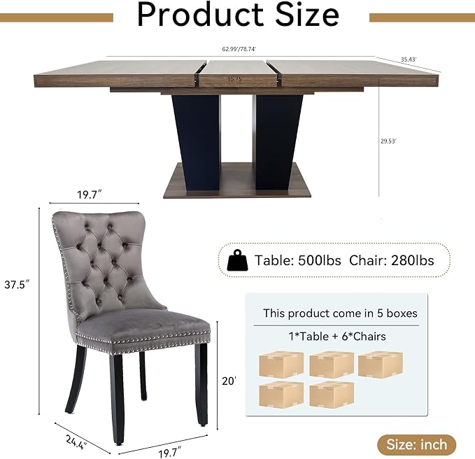 Henf 7 Pieces Extendable Dining Table Set - Image 7
