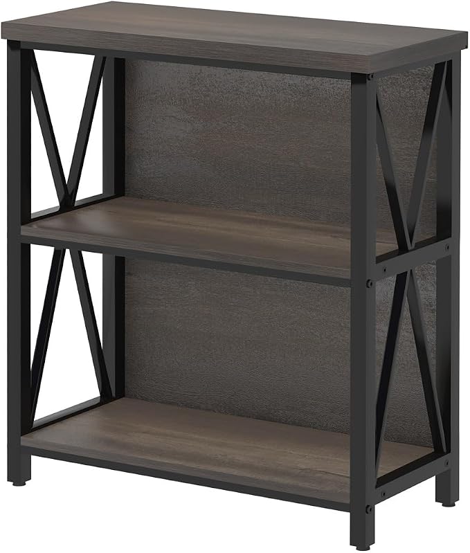 FATORRI Rustic Small Bookshelf for Small Space, Industrial Short Wood Bookcase - Image 9
