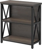 FATORRI Rustic Small Bookshelf for Small Space, Industrial Short Wood Bookcase - Image 9