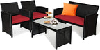 Tangkula Patio Wicker Conversation Furniture Set, Patiojoy Sofa & Table Set w/4 - Image 9