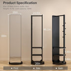 WoodsWhisper Full Length Mirror Coat Rack Solid Wood Floor Mirror 70"x16" Full - Image 2