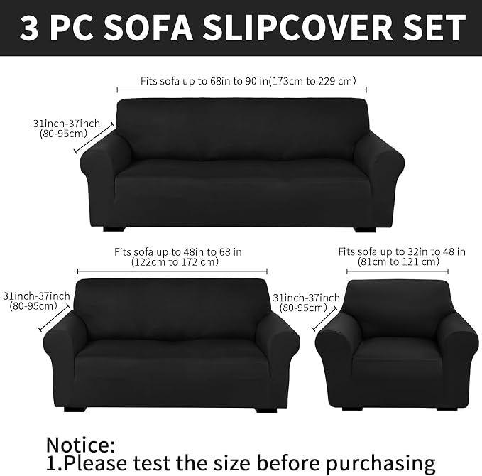 Peryiter 3 Pcs Couch and Loveseat Covers Set Sofa Cover - Image 2