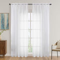 White Sheer Curtains 84 Inches Long 2 Panels Set, 59 Inch Extra Wide Light by OVZME