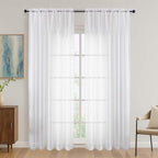 White Sheer Curtains 84 Inches Long 2 Panels Set, 59 Inch Extra Wide Light by OVZME
