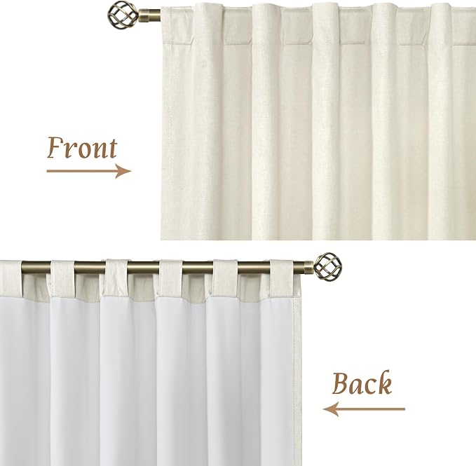 Ivory 100% Blackout Linen Curtains 84 Inches Long 2 Panels | Linen Textured - Image 8