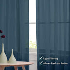 Dusty Blue Sheer Curtains 108 Inches Long, Light Filtering Semi Transparent - Image 5
