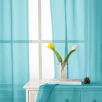 Aqua Sheer Curtains for Living Room 63 Inch Length 2 Pcs, Voile Light Filtering - Image 7
