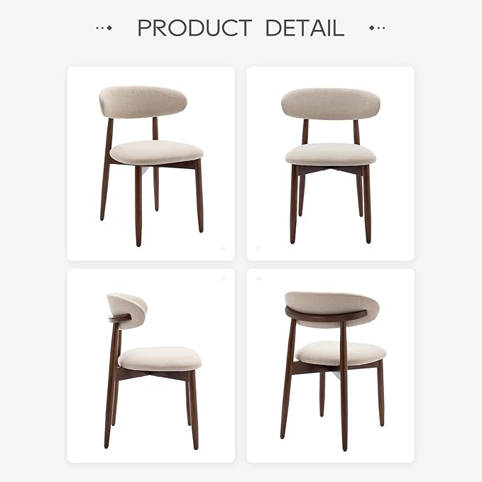 COLAMY Wooden Dining Chairs Set of 2, Modern Fabric Upholstered Kitchen Side - Image 9