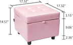 H&B Luxuries Tufted Leather Square Flip Top Storage Ottoman Cube Foot Rest - Image 3