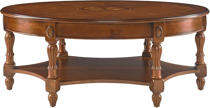 Traditional Solid Wood Oval Coffee Table, 45” x 18” Center Table by BAXMUY