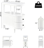 Narrow End Side Table with 2 Storage Drawers and Open Shelf, Retro Vintage Slim - Image 3