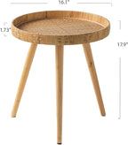 Round Side Table, Boho Circle End Table Coffee Table - Image 3