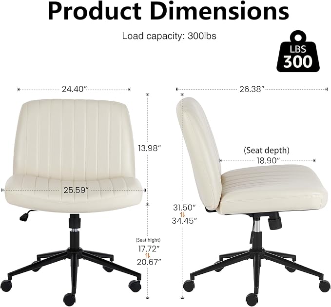 OLIXIS Criss Cross Chair with Wheels Wide Cross Legged Office Desk Vanity Chair - Image 2