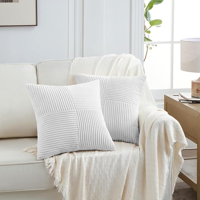 Fancy Homi 2 Packs White Samll Decorative Throw Pillow Covers 14x14 Inch - Image 6