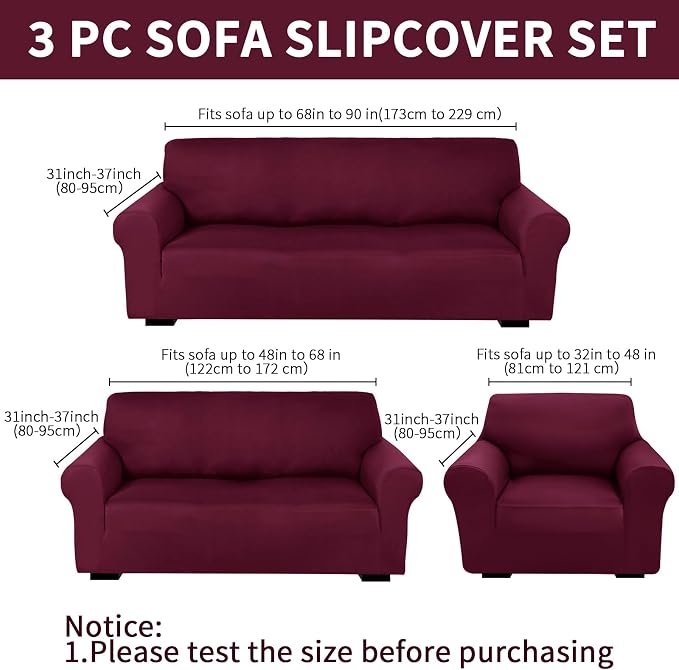 Peryiter 3 Pcs Couch and Loveseat Covers Set Sofa Cover - Image 2