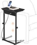 HOOBRO C-Shaped End Table with Charging Station, Adjustable Height Sofa Tray by HOOBRO