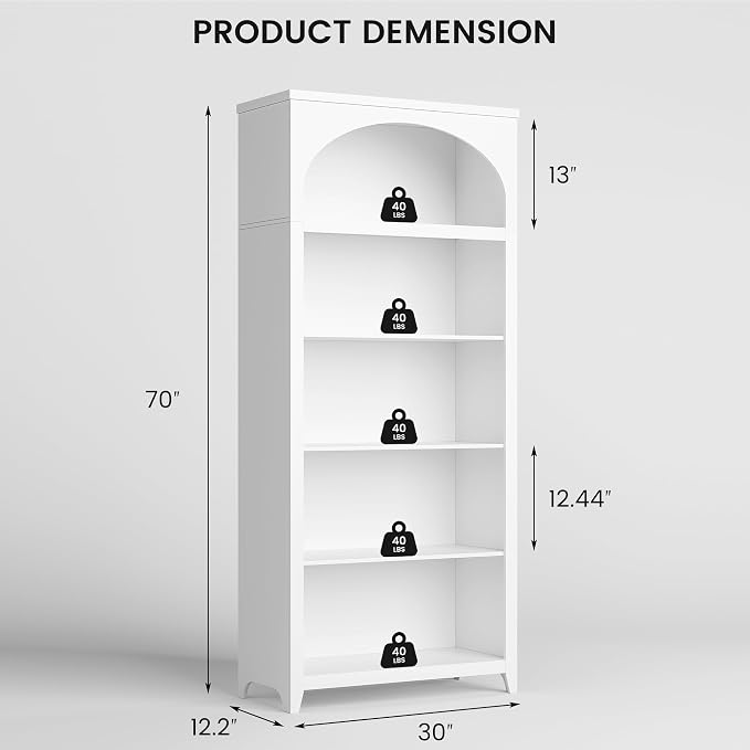 Dystler 5-Tier Arched Bookshelf - Image 2