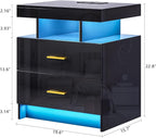 HNEBC Auto LED Nightstand with Wireless Charging Station & USB Ports, High - Image 2