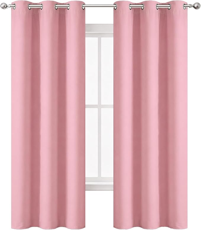 Pink Thermal Blackout Curtains/38 x 84 Inch/Set of 2 Panels Room Darkening - Image 2