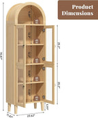 71" Tall Arched Cabinet with Acrylic Door, Modern Curio Arched Bookcase with - Image 2