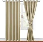 Blackout Curtains for Bedroom, Light Beige, 60 x 84 Inch, 2 Panels | Thermal by Hiasan