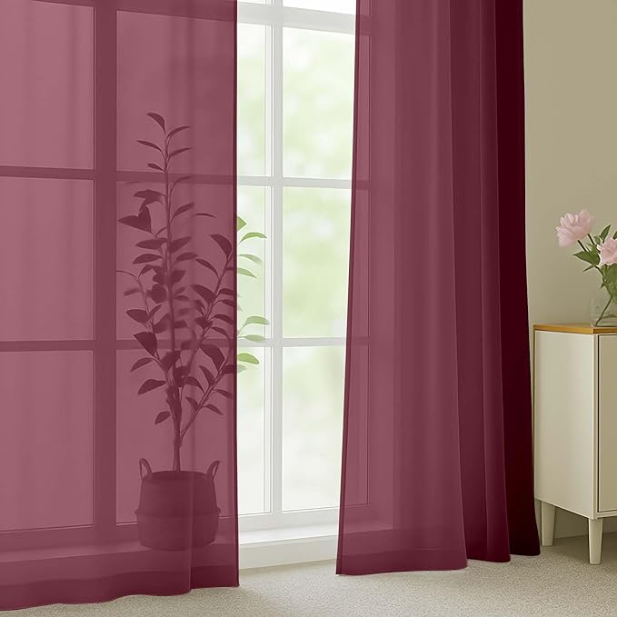 Sheer Curtains 2 Panels Set for Bedroom Living Room, Soft Solid Rod Pocket - Image 8