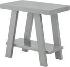Roundhill Furniture Athens Contemporary Wood Shelf Side Table in Gray - Image 7