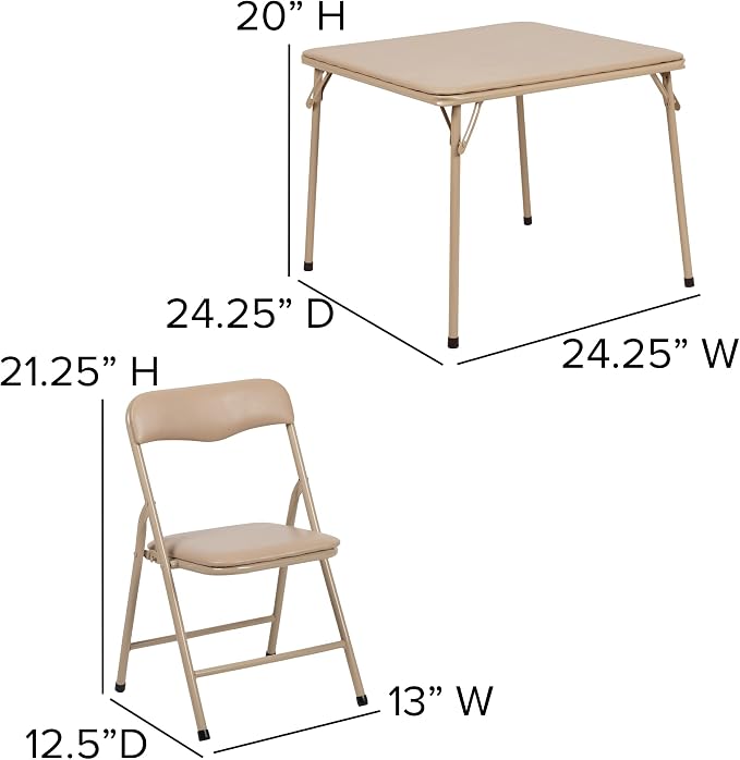 Flash Furniture Mindy Kids 3-Piece Folding Square Table and Chairs Set - Image 4