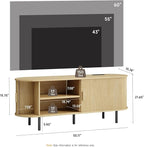 55" TV Stand with Power Outlet, Modern Media Console with Sliding Doors - Image 2