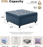 Tbfit Large Square Storage Ottoman Bench, Tufted Upholstered Coffee Table - Image 2