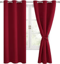 Blackout Curtains for Bedroom, 42 x 63 Inches Length, Christmas Red | Thermal by Hiasan