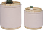 PINPLUS Round Ottoman with Storage Set of 2, Vanity Stool with Storage by PINPLUS
