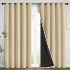 Yakamok Beige 100% Blackout Curtains 96 Inches Long by Yakamok