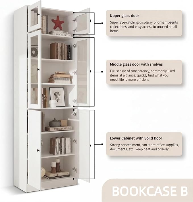 TUSY 85.5" Modern Tall Bookcase - Image 4
