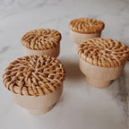 6pc Boho Rattan Knobs for Dresser, Cabinet; Handmade Boho Wicker Woven - Image 4