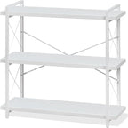 HCHQHS Bookshelf, 3-Tier Industrial Bookcase, Freestanding Horizontal by HCHQHS