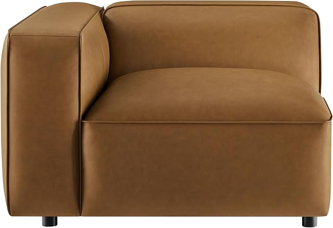 Modway Auren Vegan Leather Left Modular Armchair in Camel - Image 8