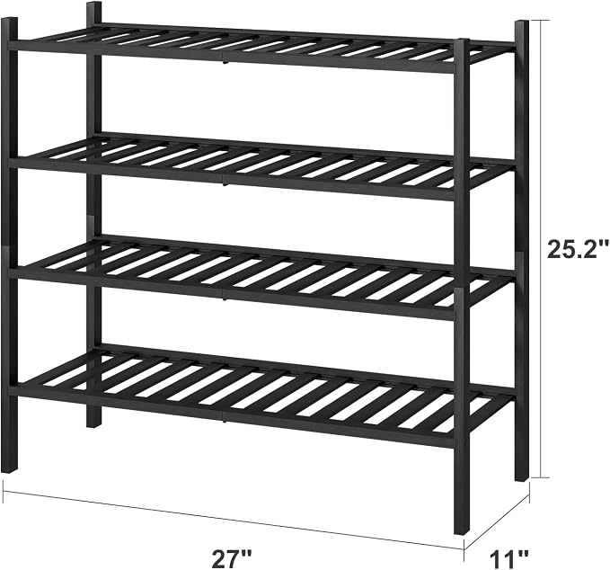 viewcare 4-Tier Black Bamboo Shoe Rack - Image 3
