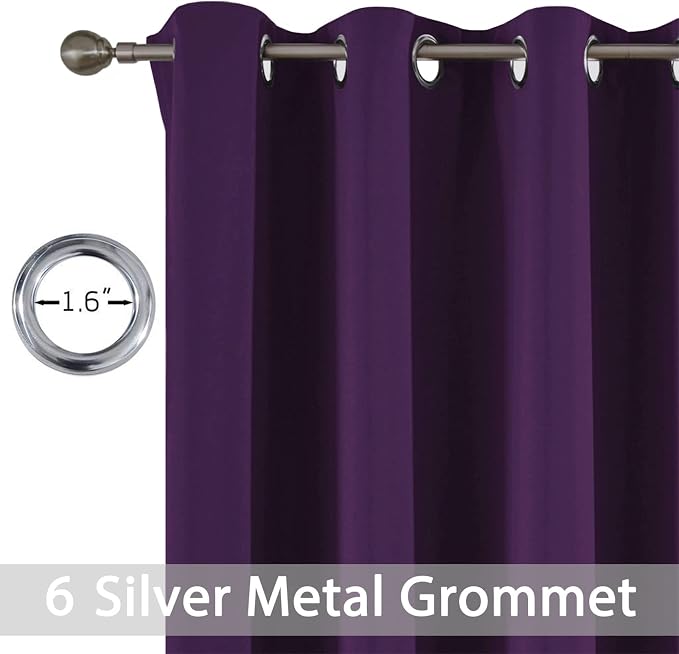 Yakamok Room Darkening Curtains 42x84 inch Length Purple-Living Room | 2 panels - Image 2