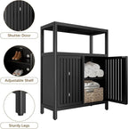 Bamboo Storage Cabinet Bathroom Floor Cabinet Side Storage Organizer Cabinet - Image 5