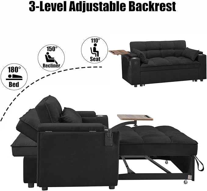 Auvsoce 65'' Convertible Sleeper Sofa Bed - Image 5