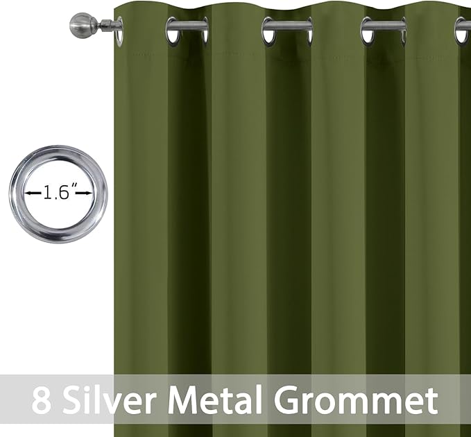 Yakamok Room Darkening Curtains 52x72 inch Length Olive Green-Living Room | 2 - Image 2