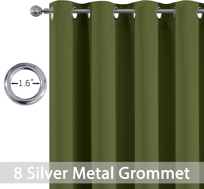 Yakamok Room Darkening Curtains 52x96 inch Length Olive Green-Living Room | 2 - Image 2