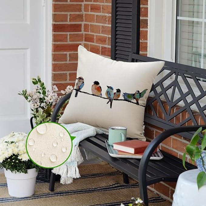 RABUSOFA Outdoor Pillow Covers 24x24 Inch, Outdoor Bird Lumbar Throw Pillow - Image 5