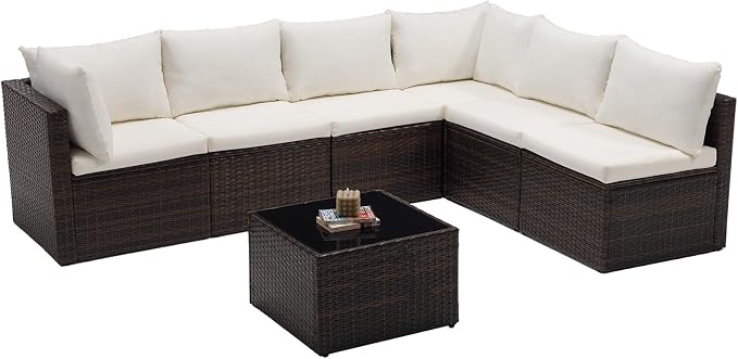 NEWBULIG 7-Piece Outdoor Patio Sectional Sofa, Weather-Resistant Modular Wicker - Image 2