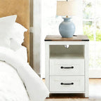 White Night Stand Set of 2, Rustic End Table - Image 4